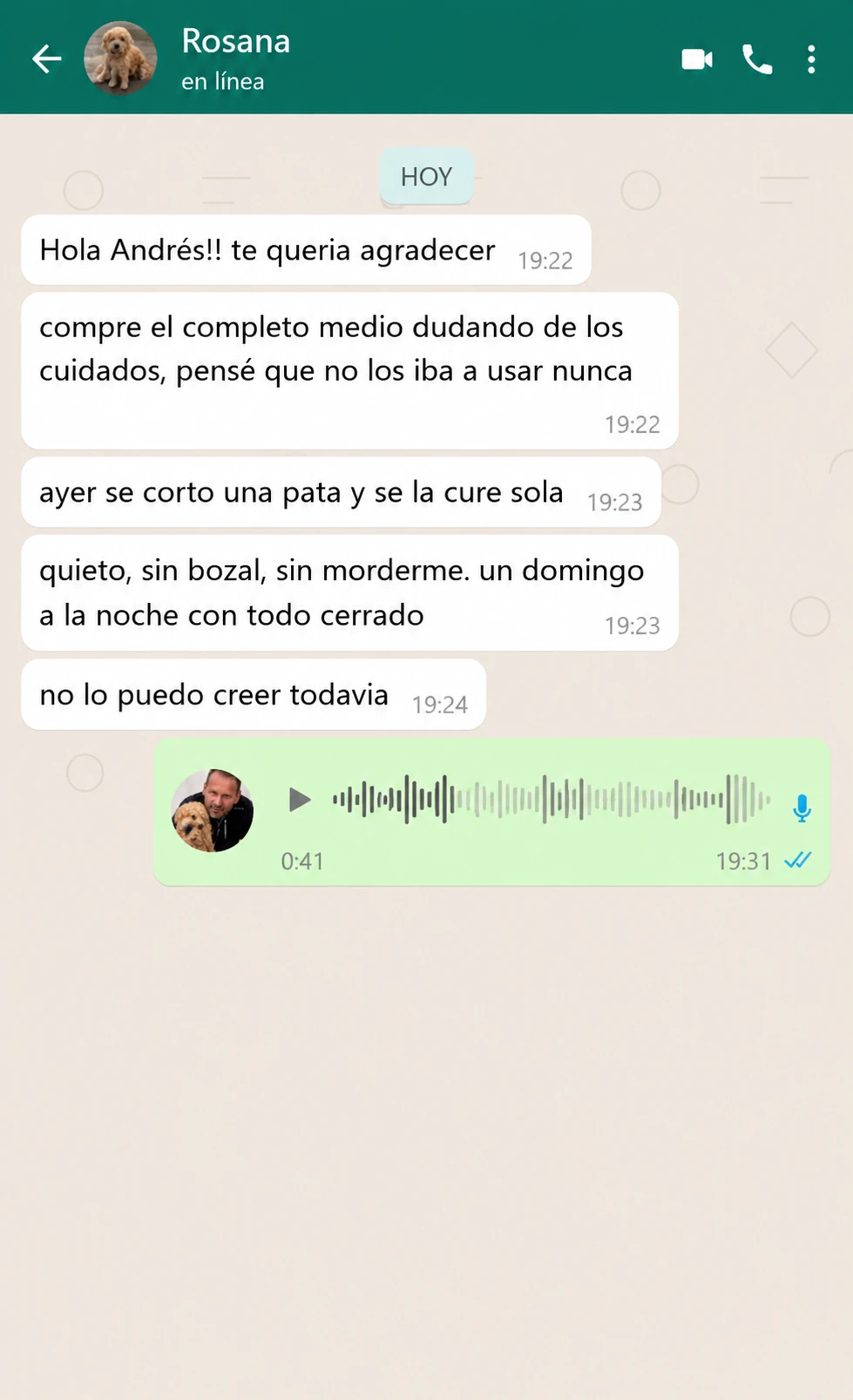 Mensaje de Rosana