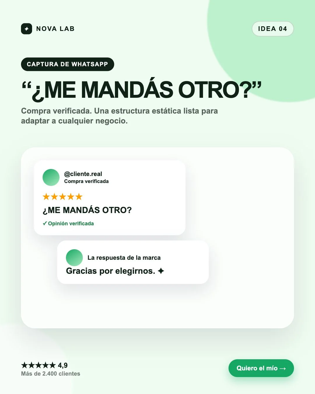 Estructura de anuncio estático: Captura de WhatsApp
