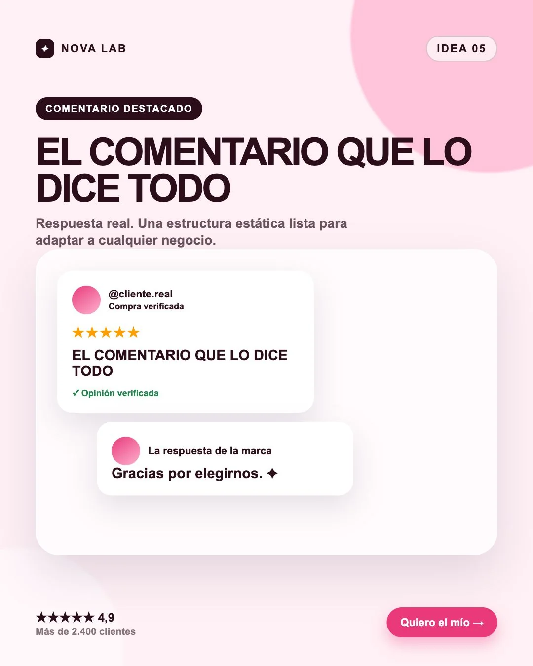 Estructura de anuncio estático: Comentario destacado