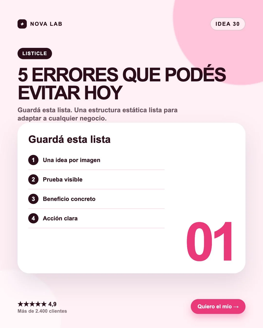 Estructura de anuncio estático: Listicle