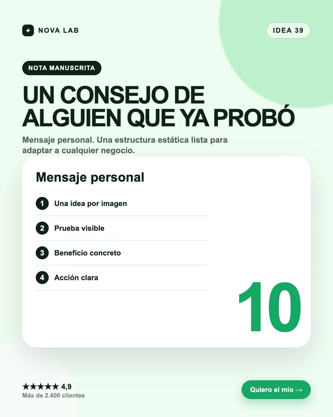 Estructura de anuncio estático: Nota manuscrita
