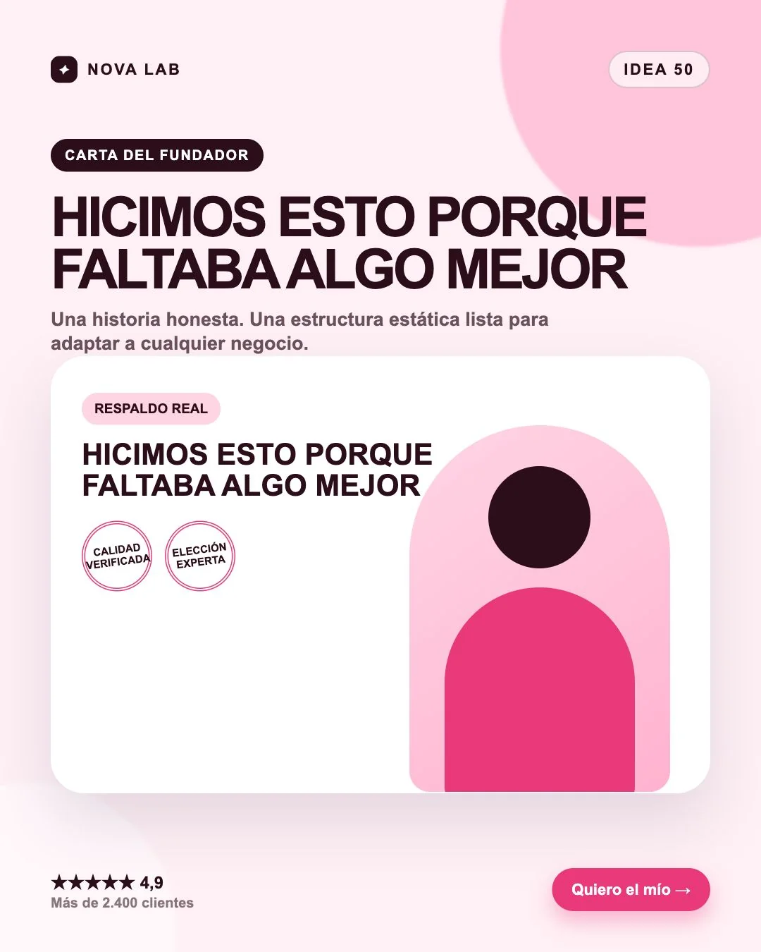 Estructura de anuncio estático: Carta del fundador