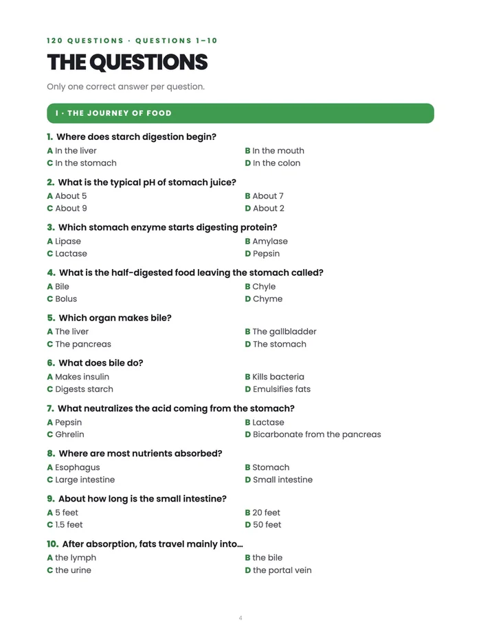 The questions, Part I