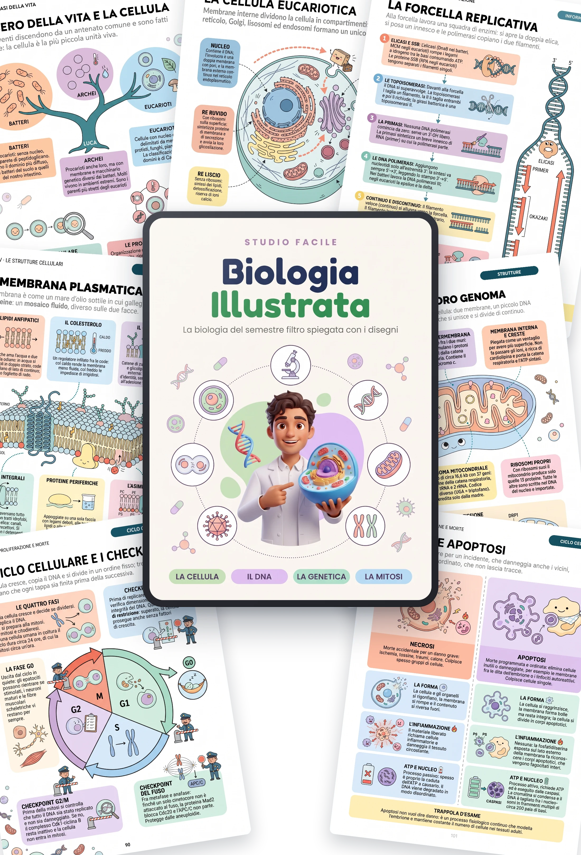 Biologia Illustrata: la copertina con alcune pagine del libro