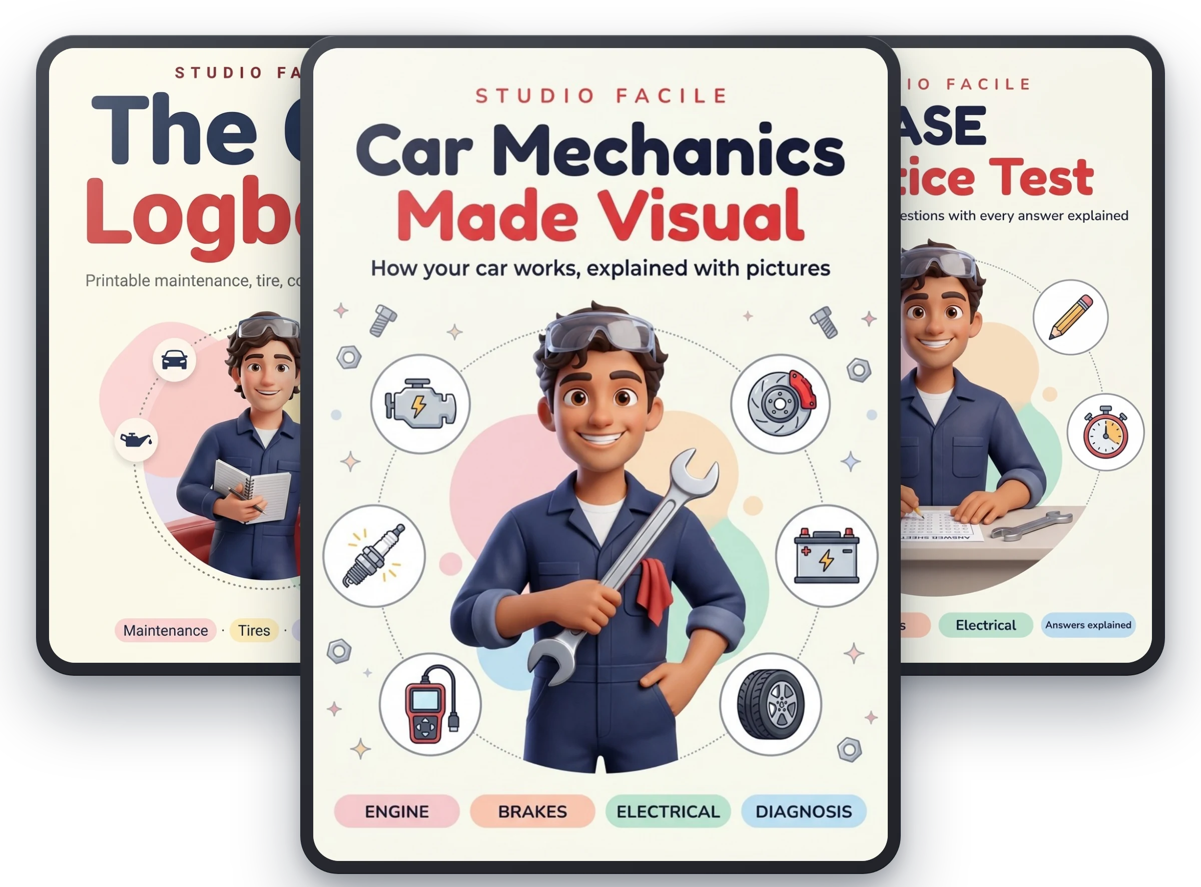Car Mechanics Made Visual, with The Car Logbook and ASE Practice Test free