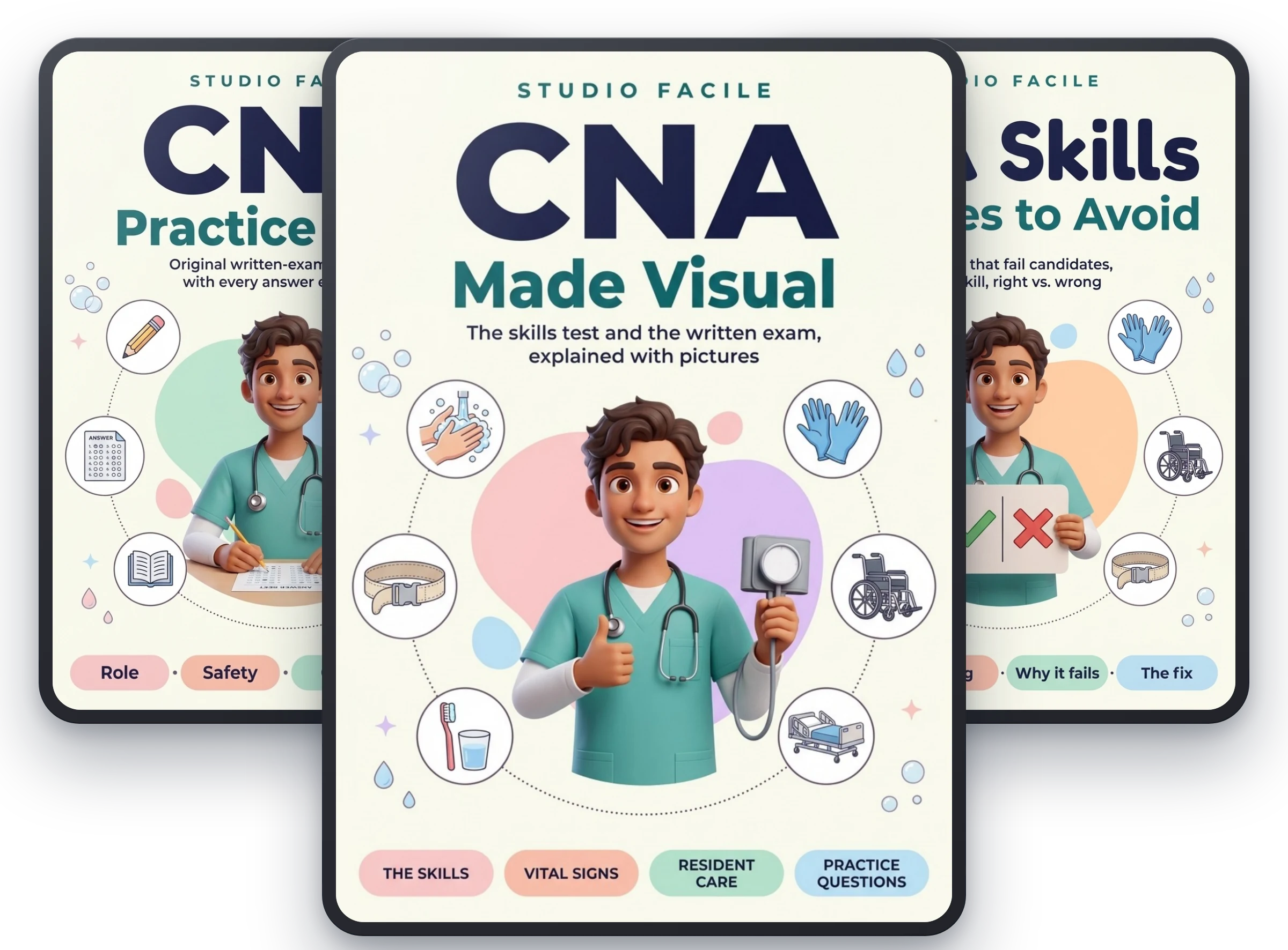CNA Made Visual, with CNA Practice Tests and CNA Skills Mistakes to Avoid free