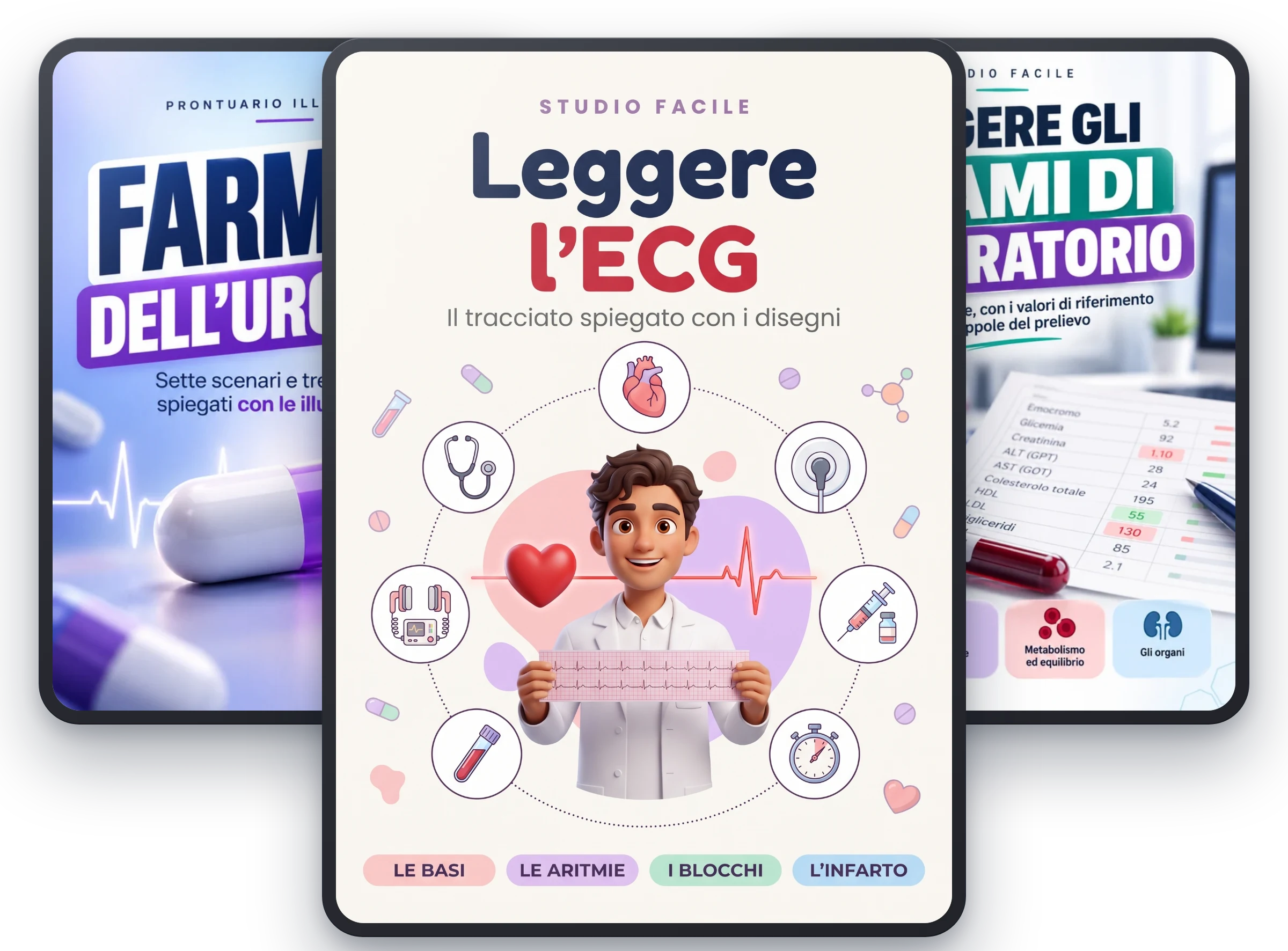 Leggere l'ECG, con Farmaci in Emergenza e Leggere gli Esami di Laboratorio in regalo