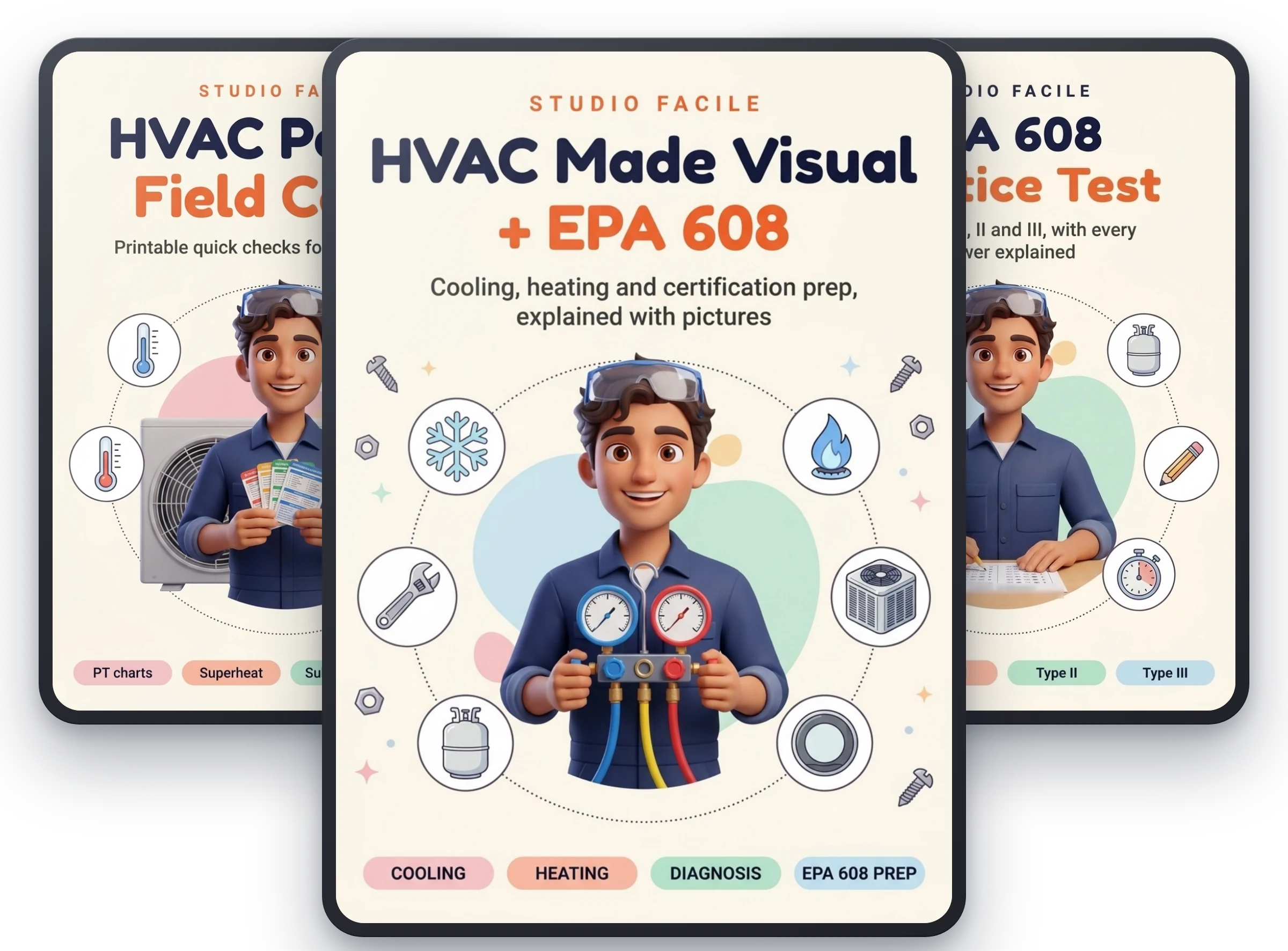HVAC Made Visual + EPA 608, with HVAC Pocket Field Cards and EPA 608 Practice Test free