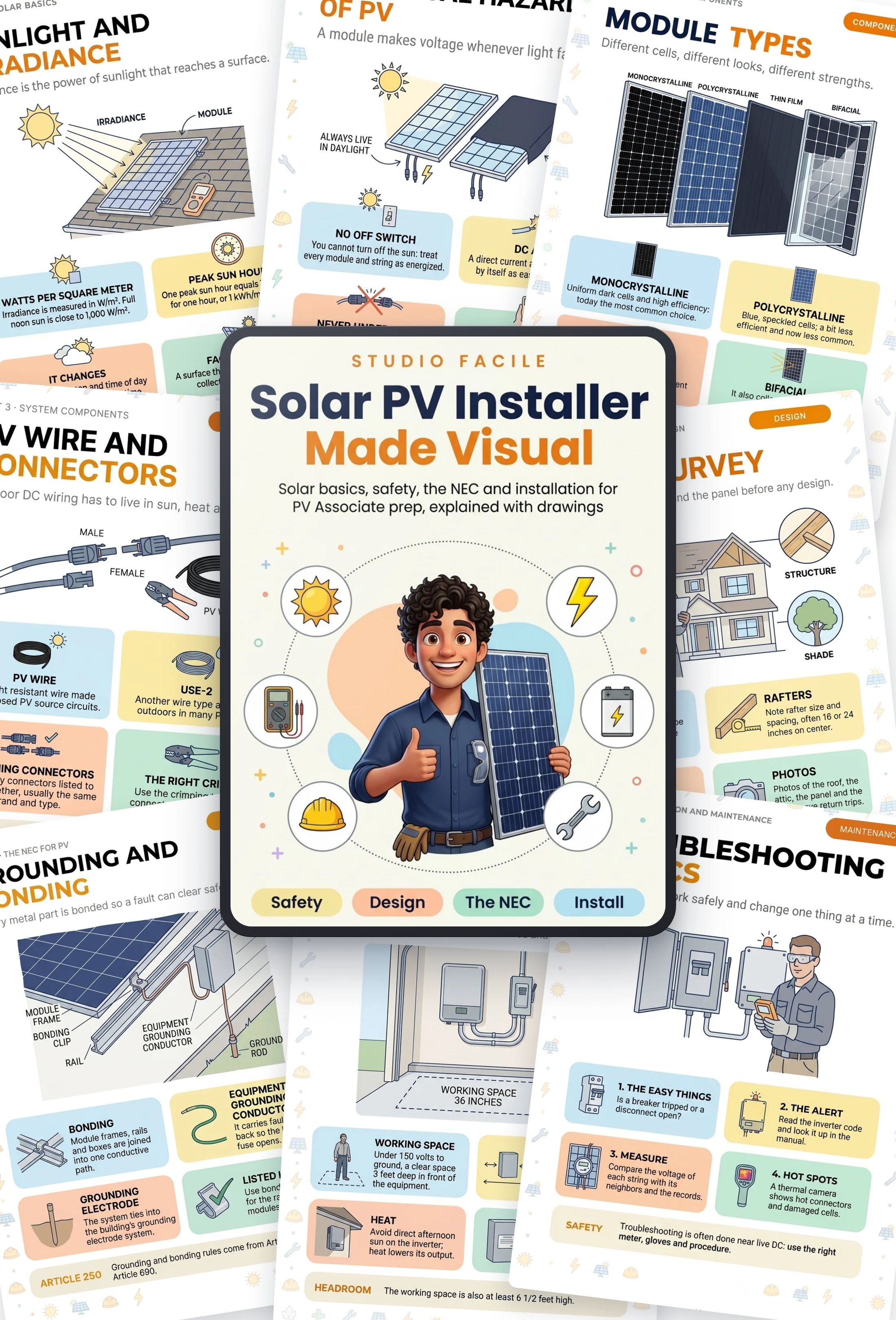 Solar PV Installer Made Visual: the book and sample pages
