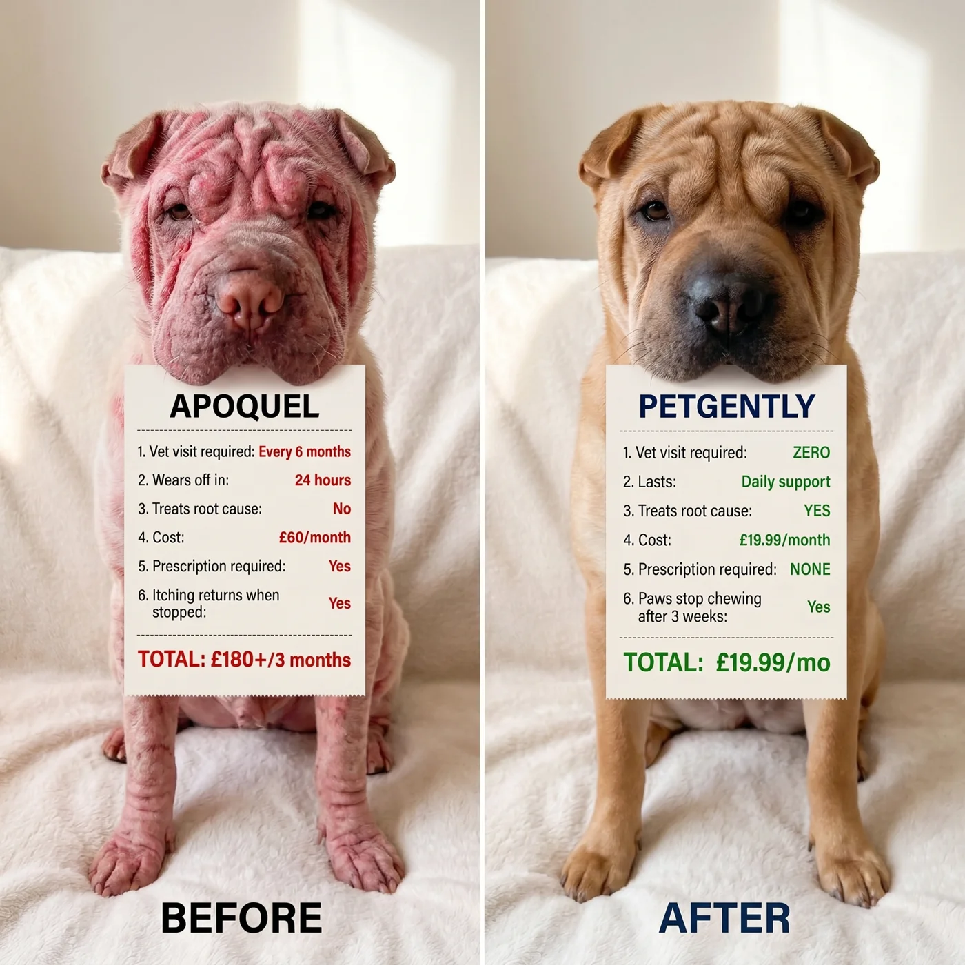 comparativa dos fotos — Pet Gently